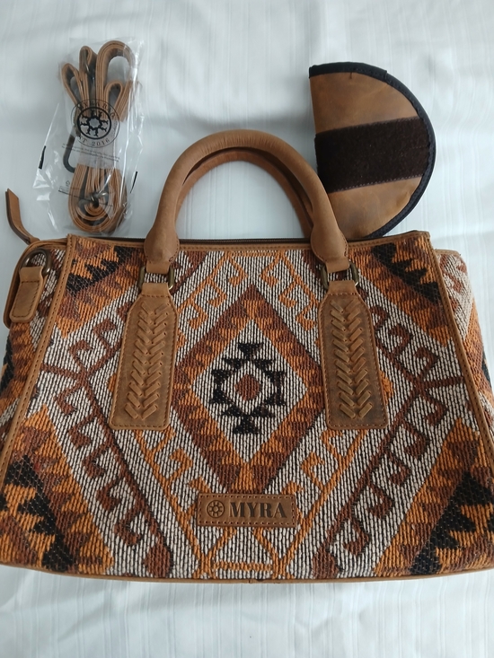 Myra Bag Handbags - Myra Concealed Carry Bag Handwoven Aztec in Brown